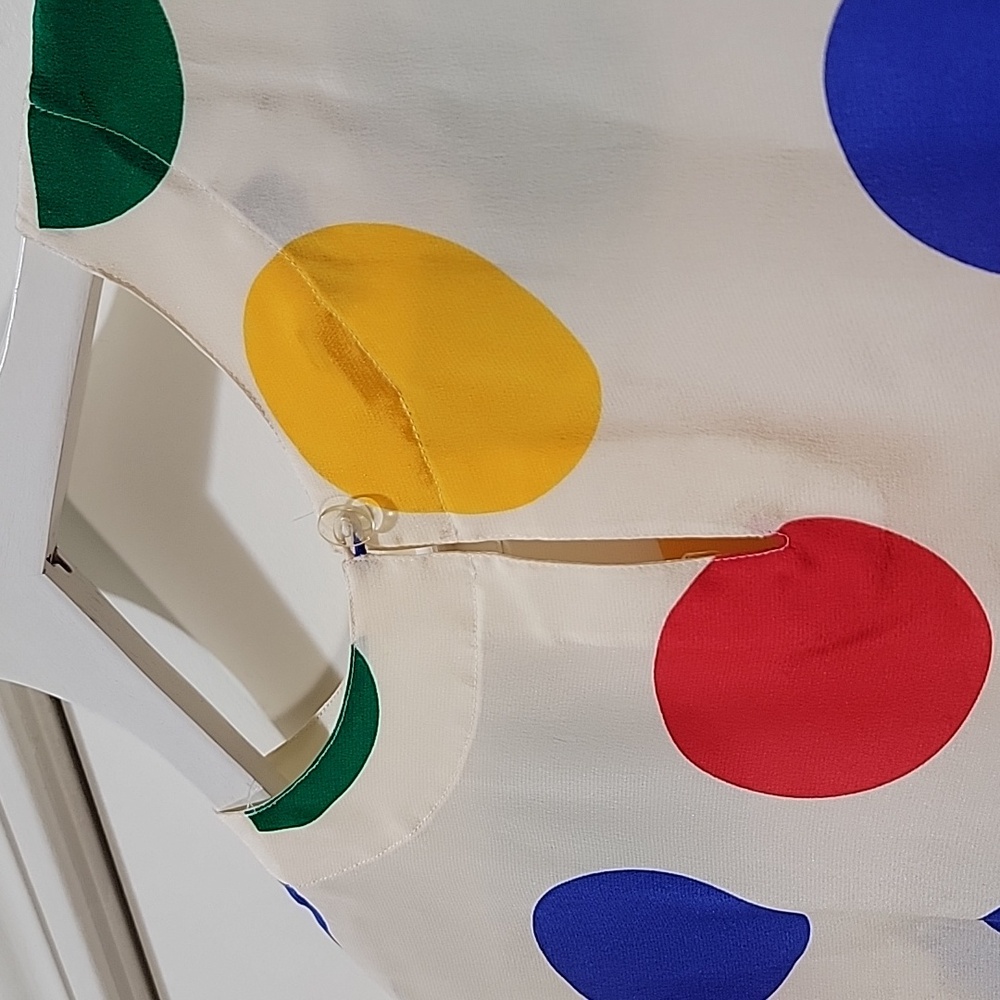 Fun Women Vintage Sunny Leigh Polka Dots Silk Blouse Size M - Picture 5 of 5